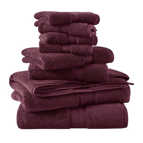 Madison Park Signature 800GSM Ultra-Soft 100% Cotton Absorbent Towel Set - 8-Piece - Burgundy