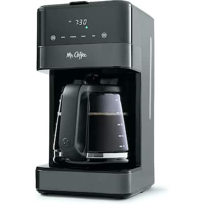 Mr. Coffee 12 Cup Programmable Coffee Maker with LED Touch Display, Black Stainless Steel