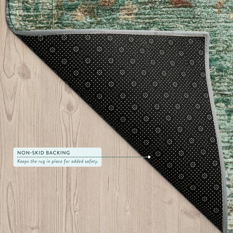 Machine Washable Indoor/ Outdoor Vintage Traditional Chantille Rug