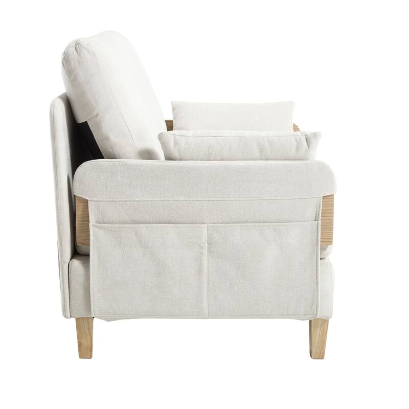 Chenille 3-in-1 Convertible Sofa Bed Chair with 3 Pillows and Storage Pockets