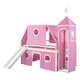 preview thumbnail 4 of 12, Pink Full Size Cute Solid Wood House Loft Bed with Slide, Tent, and Tower for Bedroom