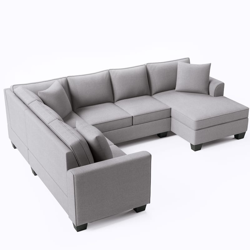 110*86" Sectional Sofa Upholstered Modern English Arm Classic U-shaped Sofa 3 Pillows Included