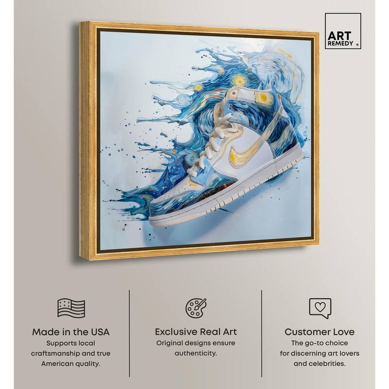 Starry Night Sneaker Splash Canvas by Art Remedy
