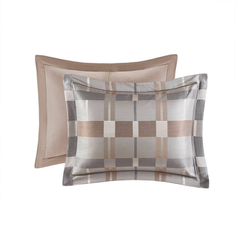8 PCS Queen Jacquard Oversized Duvet Style Comforter Set Taupe