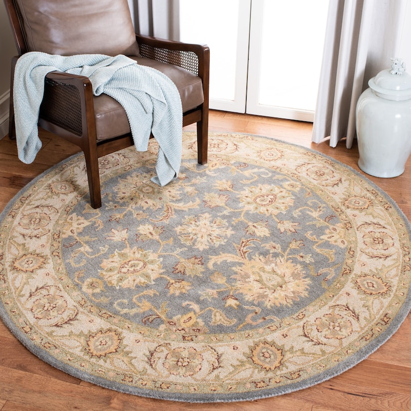SAFAVIEH Handmade Antiquity Zelinda Traditional Oriental Wool Rug - 3'6" Round - Blue/Beige