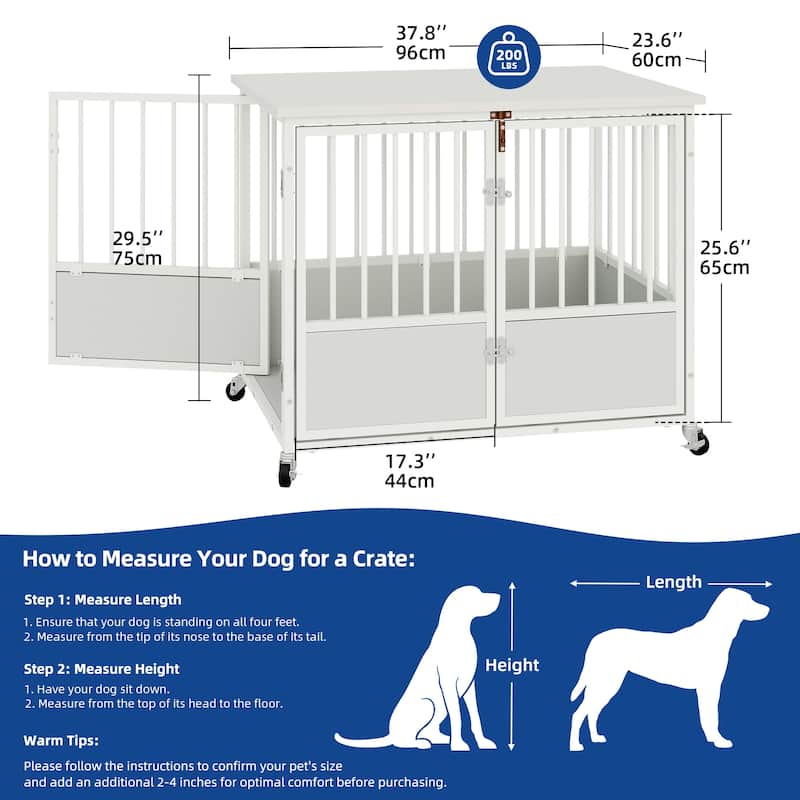 Moasis 38"/43" Dog Crate Furniture with Wheels & Double-Doors