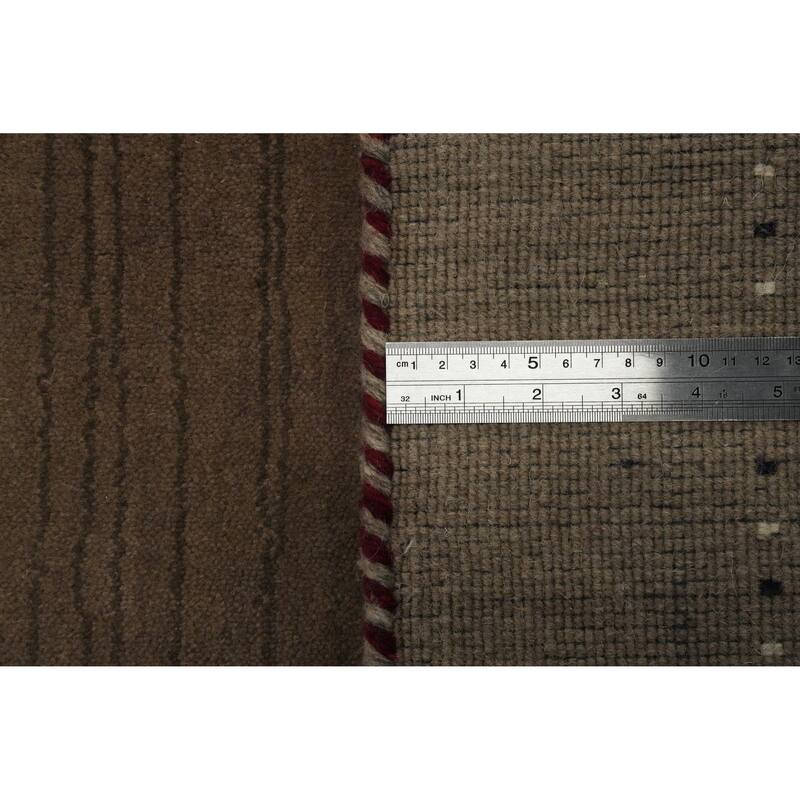 Brown Wool Gabbeh Oriental Accent Rug Geometric Tribal Carpet - 5' 9'' X 4' 1''
