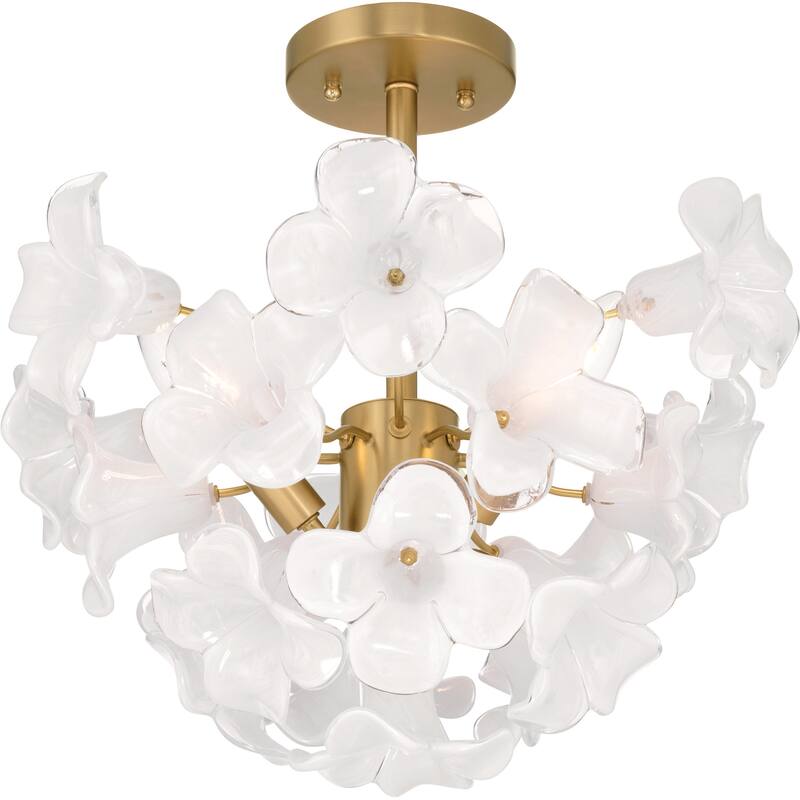 Metropolitan N2224 Bloome 3 Light 17" Wide Semi-Flush Ceiling Fixture - Legacy Brass