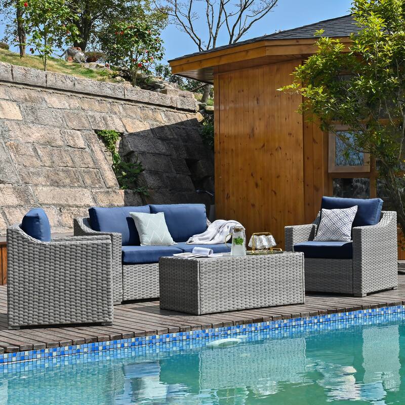 4 Piece Patio Sectional Conversation Set