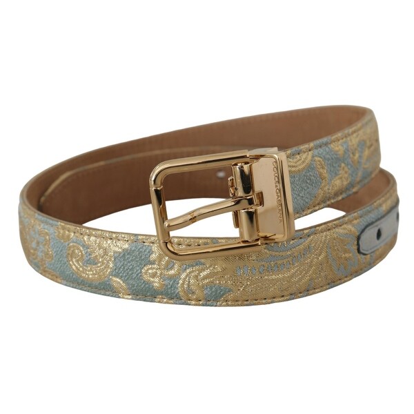 Dolce & Gabbana Elegant Light Blue Leather Belt with Gold