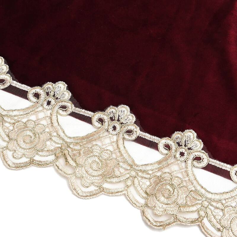 Polyester & Velvety Table Runner with Gold Lace Border Mothers Day