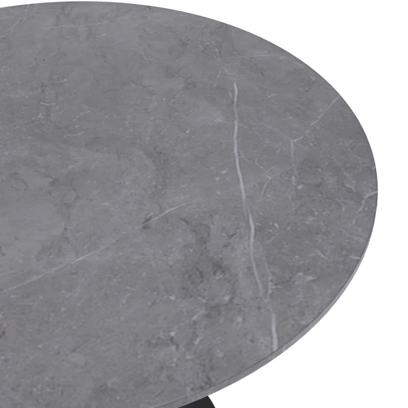 Verve Dining Table with a 36" Round Stone Tabletop in Black Steel - 35.43