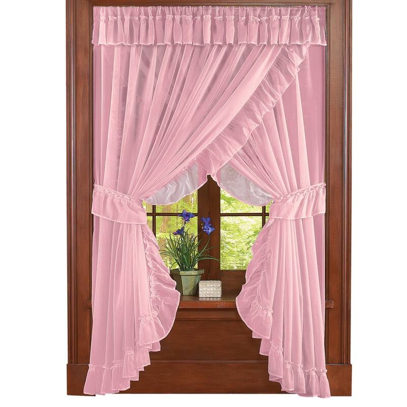 Isabella Ruffled Sheer Fabric Curtain Set - 10.630 x 8.500 x 2.500