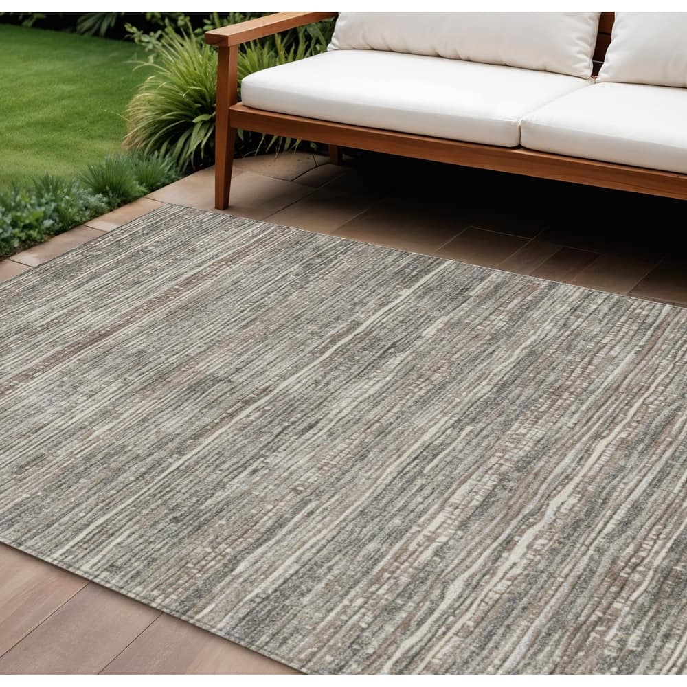 HomeRoots Striped Transitional Rectangle Outdoor Rug