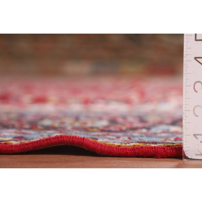 Red Floral / Traditional Kashan Turkish Rug Machine-Made Carpet - 9'7" x 12'10"