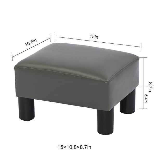 dimension image slide 0 of 7, Adeco Small Rectangular Ottoman Modern PU Leather Footrest Stool Chair