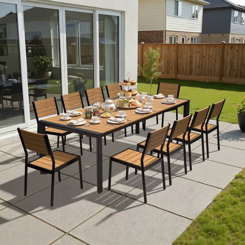 Pellebant Premium Outdoor Patio Aluminum Dining Table with Umbrella Hole