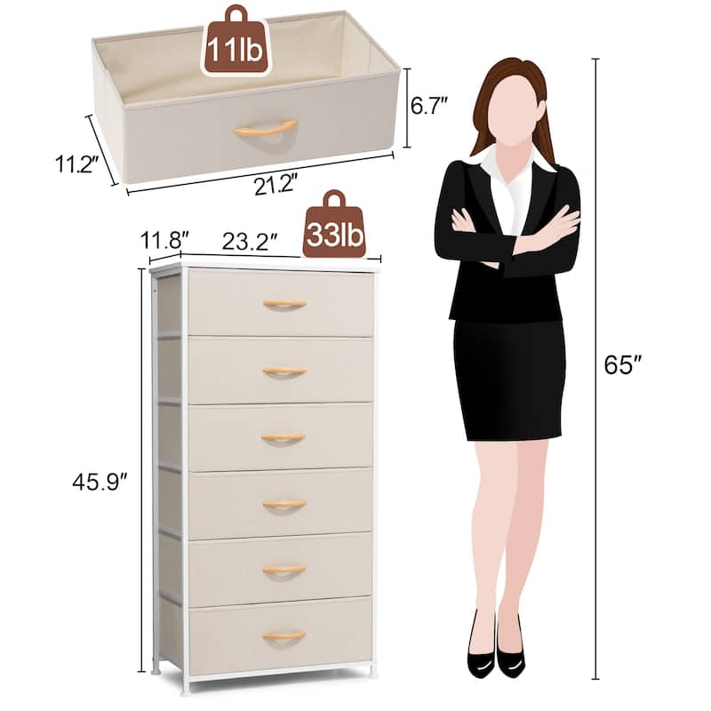 6 Drawers Vertical Dresser Storage Tower Cabinet Organizer Unit for Bedroom