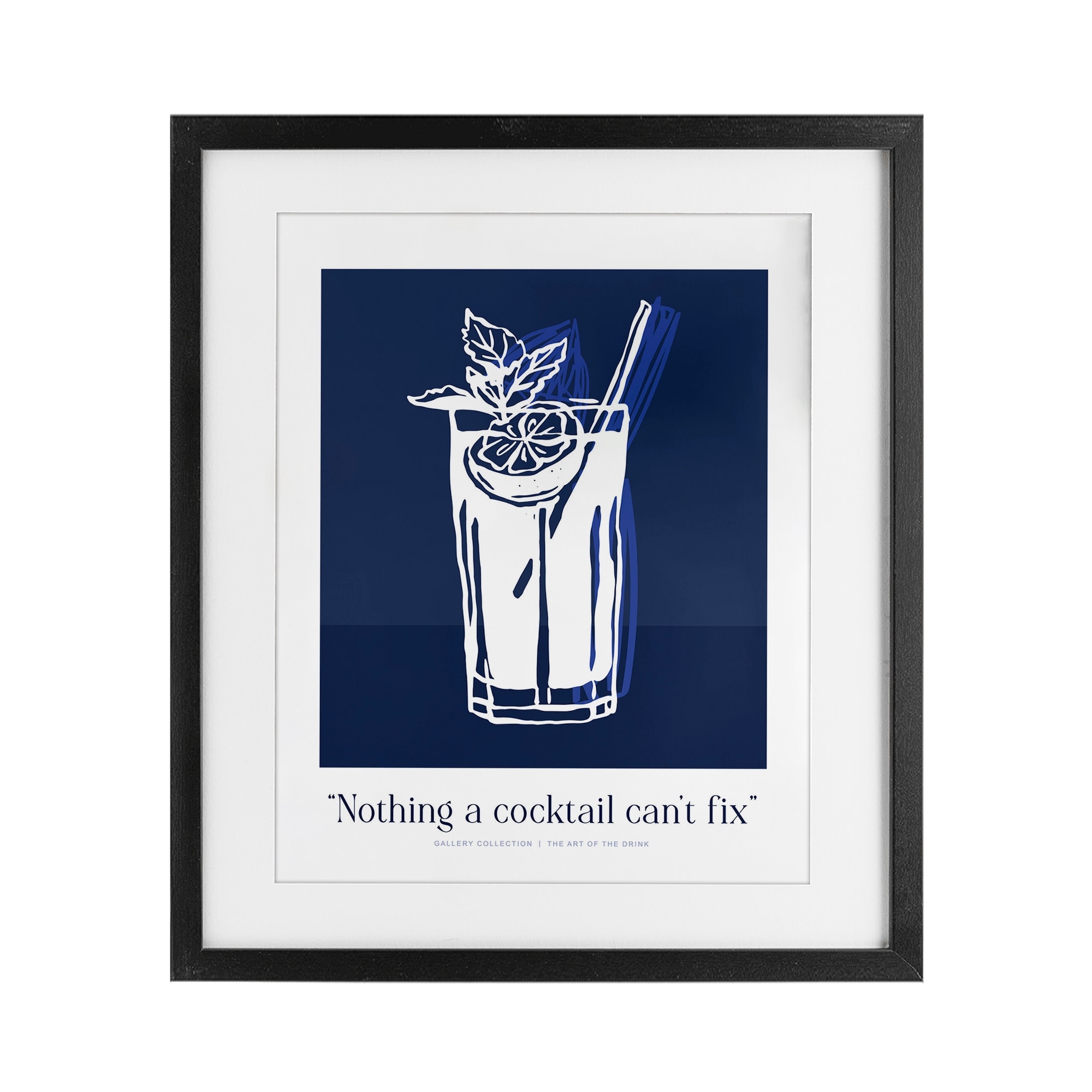 Nothing Cocktail Can't Fix Navy Lettered and Lined