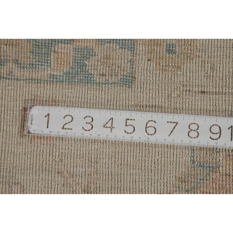 Vegetable Dye Oushak Turkish Rug Hand-Knotted Transitional Wool Carpet - 7'11"x 9'7"