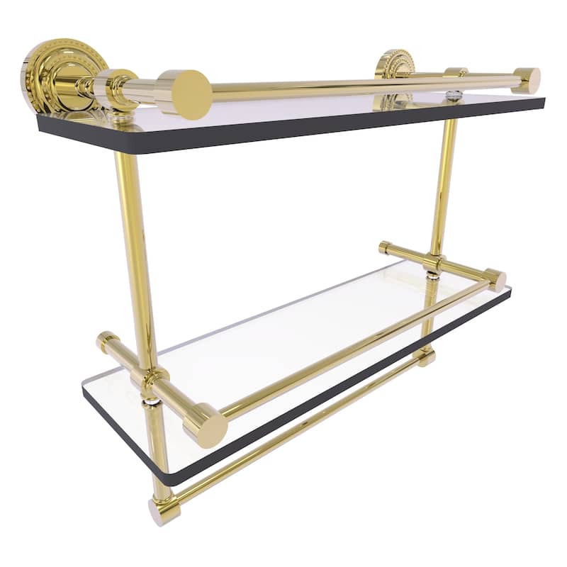 Allied Brass 16 Inch Gallery Double Glass Shelf with Towel Bar Bed Bath & Beyond 10359296