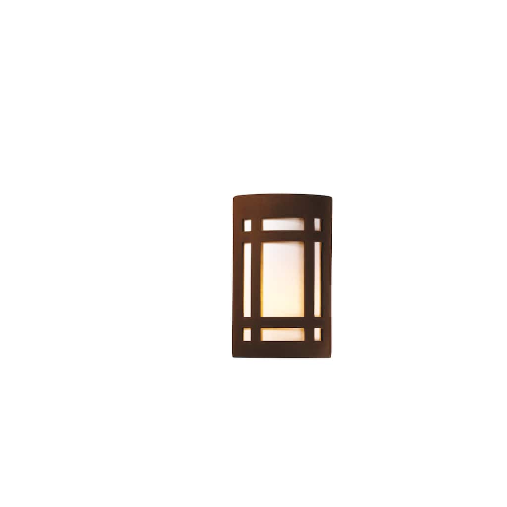 Justice Design Ambiance Real Rust Outdoor Large Craftsman Window Wall Sconce