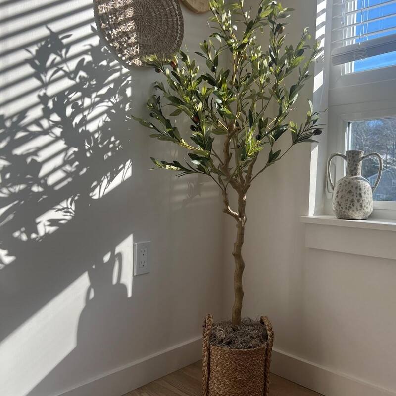 Artificial Olive Tree Indoor, 7FT Tall Fake Plants for Office Decor - 5FT