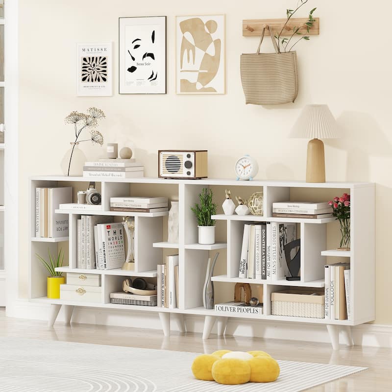 Gymax Bookshelf Geometric Bookcase w/ Anti-Tipping Kit Storage