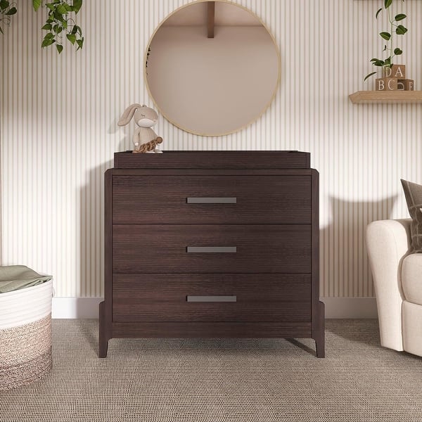 nursery dresser brown Ellis 52" Hazelnut Brown Wood Wide 6-Drawer Kids Dresser