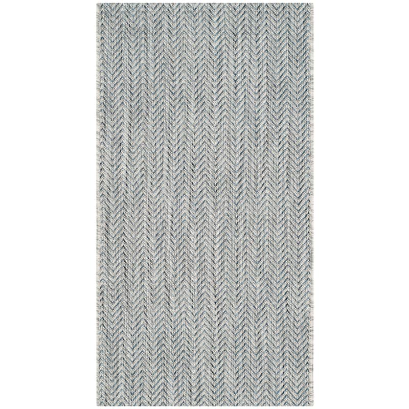 SAFAVIEH Courtyard Carolann Indoor/ Outdoor Waterproof Patio Backyard Rug - 2'3"x5' - Grey/Navy