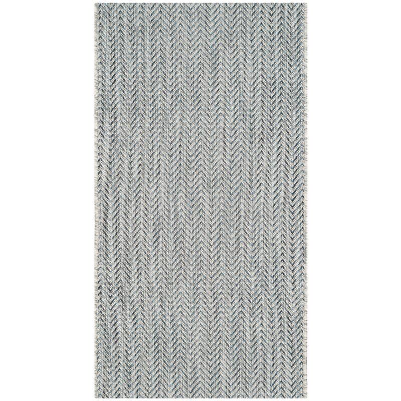 SAFAVIEH Courtyard Ilmur Indoor/ Outdoor Waterproof Patio Backyard Rug - 2'3" x 5' - Grey/Navy
