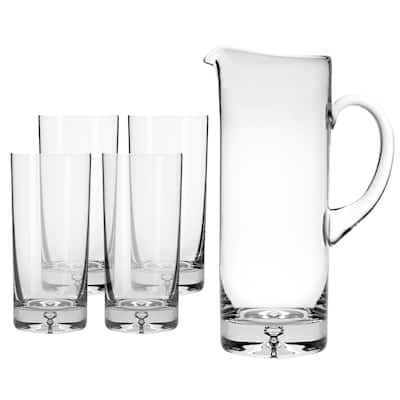 European Glass Pitcher With 4 Highball Tumblers- Majestic gifts Inc.