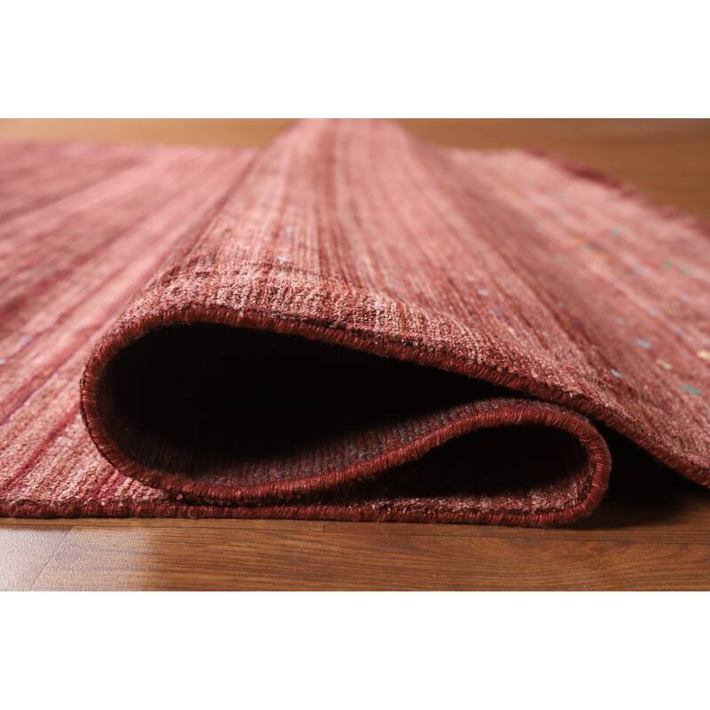 Hand Knotted Oriental Viscose Silk Carpet Tribal Animal Pictorial Red Gabbeh Area Rug - 10' 0'' X 7' 11''