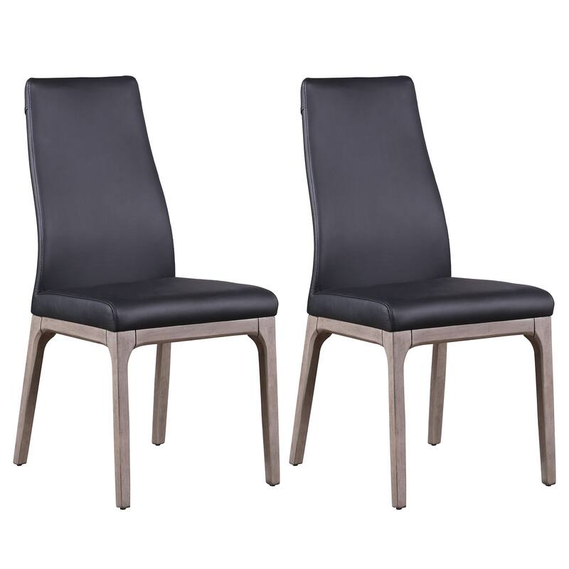 Somette Modern Contour Back Side Chair with Wood Base, Set of 2 - Black/Grey