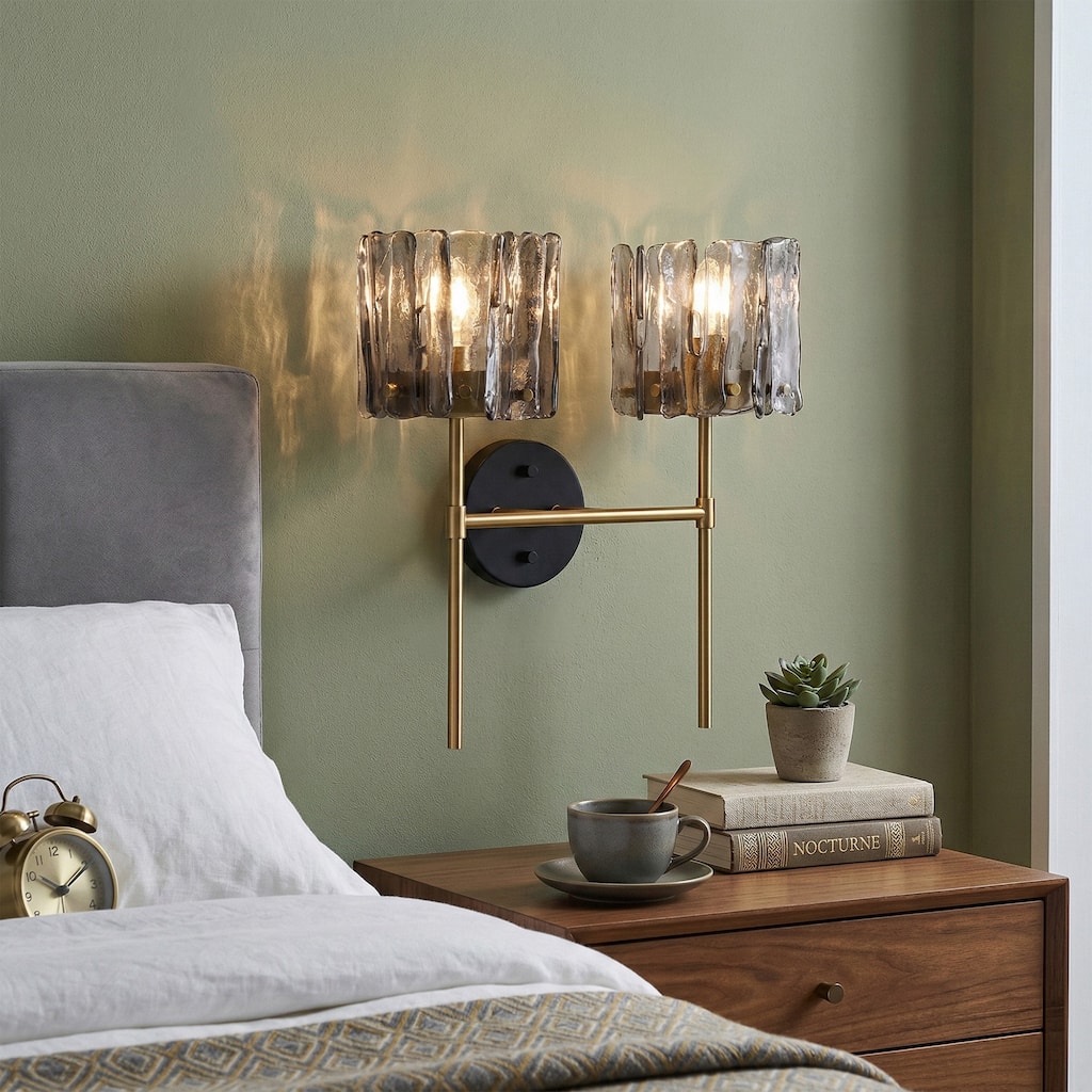 Frosted Glass Metal Single/ Double Light Indoor Wall Sconce.