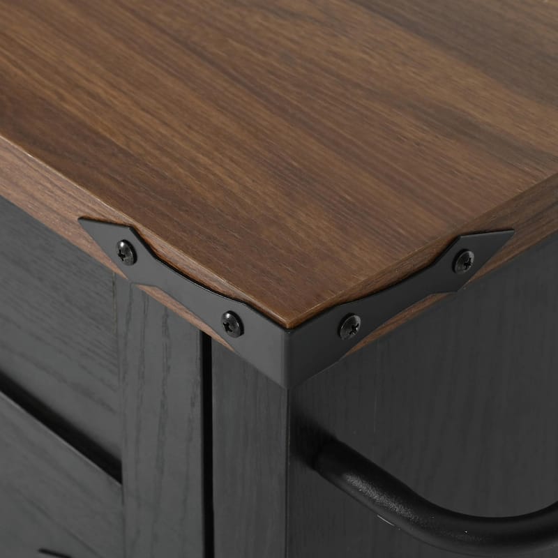 53.5'' Farmhouse Kitchen Island - Power Outlet, Drop Leaf, Spice Rack, Drawer, Rolling Cart on Wheels