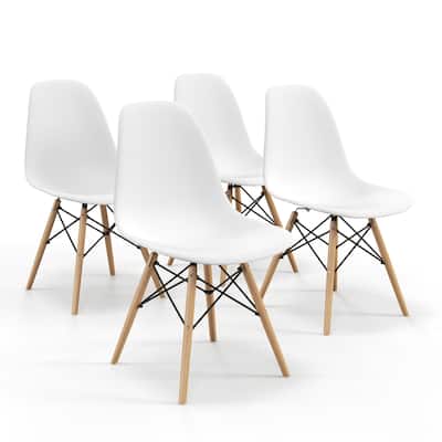 Set of 4 Modern Dining Chairs with Beech Wood Legs and Ergonomic Backrest for Kitchen or Dining Room