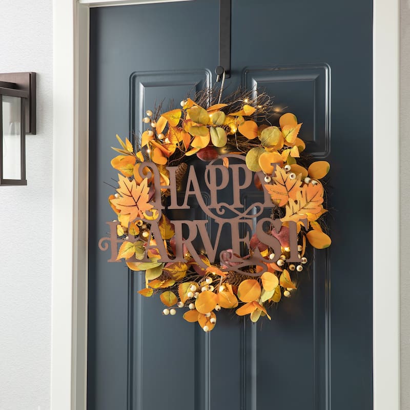 Glitzhome 23.75"L Fall Metal "HAPPY HARVEST" Wall Decor Thanksgiving