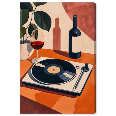 Vinyl and Wine Canvas by Art Remedy, Gallery Wrapped
