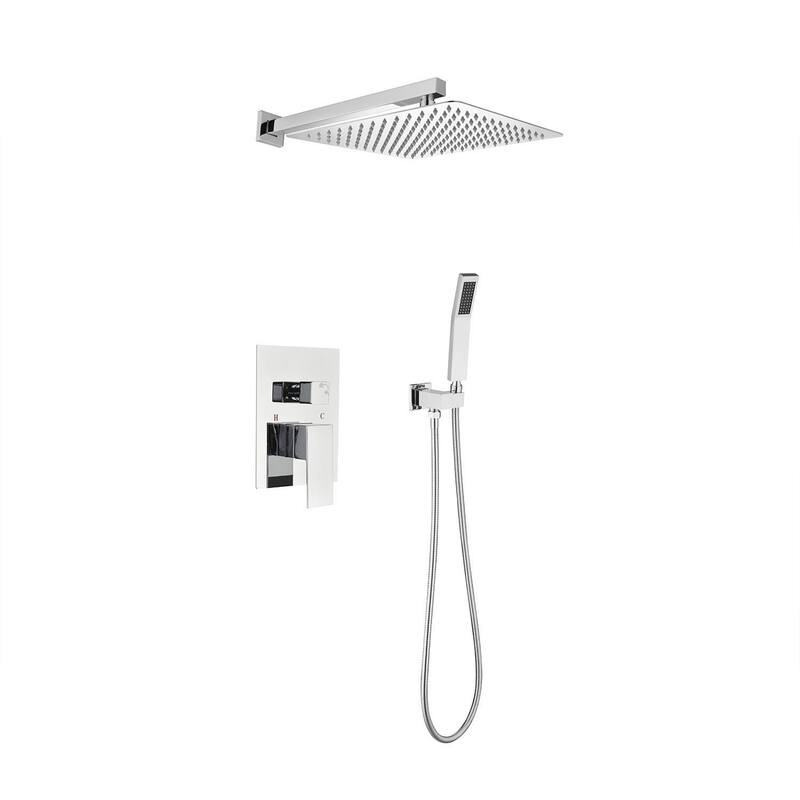 Topcraft 12-Inch Complete Shower System with Handheld Showerhead - Brushed Nickel