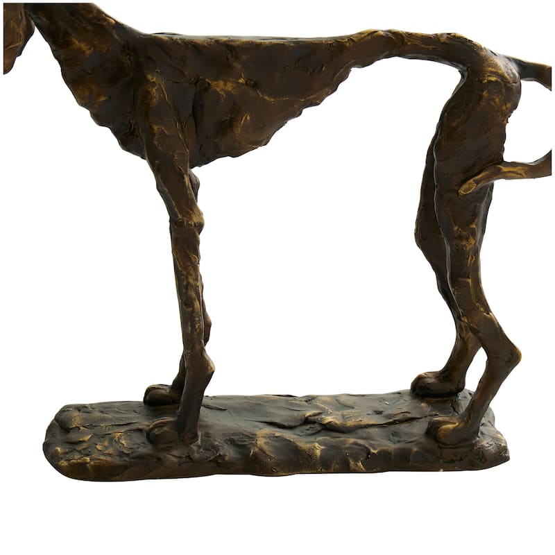 Bronze Polystone Distressed Slim Frame Dog Decorative Sculpture with Gold Accents
