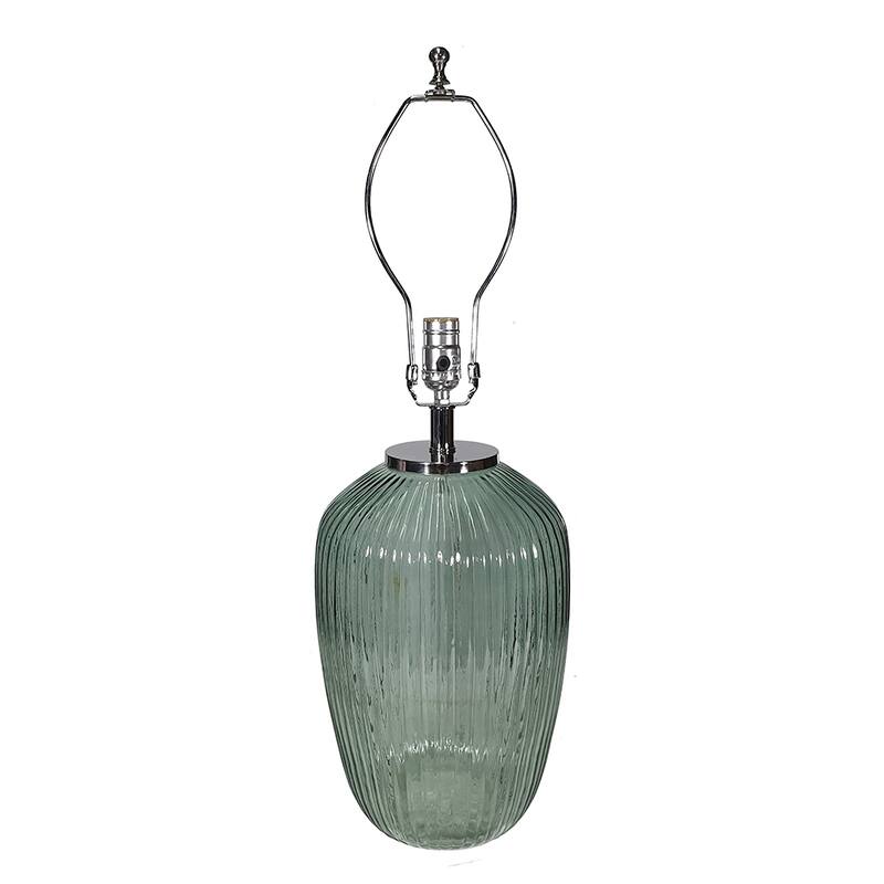 16x16x27 Inch Multicolor Glass Table Lamp with Linen Drum Shade for Living Room Bedroom