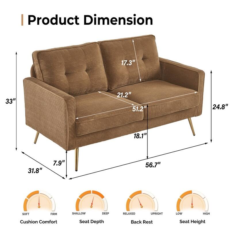 VINGLI 56" Modern Loveseat