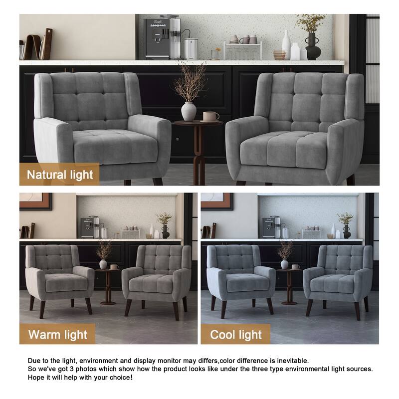 Set of 2 Tufted Upholstered Accent Armchair