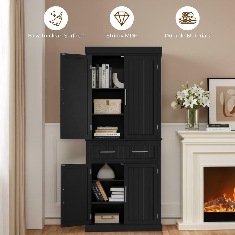 Yaheetech Wooden Kitchen Pantry Storage Cabinet with Doors and Shelves