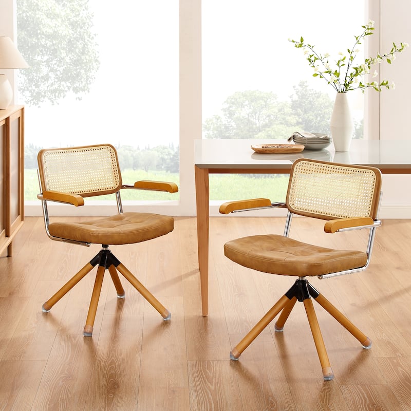 Art Leon Swivel Wood Home Office Desk Chair (Set of 2)