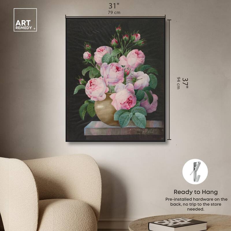 Pink Roses in a Vase Canvas by Art Remedy