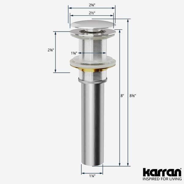dimension image slide 7 of 8, Karran PU25 Pop-Up Vanity Bowl Drain