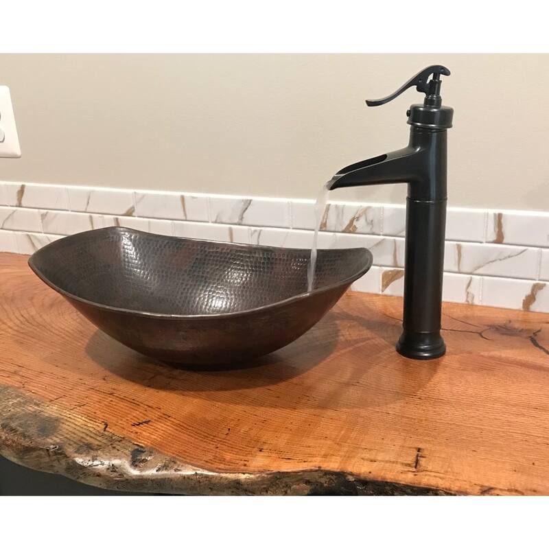 17" Oval Roman Style Copper Vessel Bathroom Sink by SimplyCopper - 17" X 11" X 4" X 5" on Ends