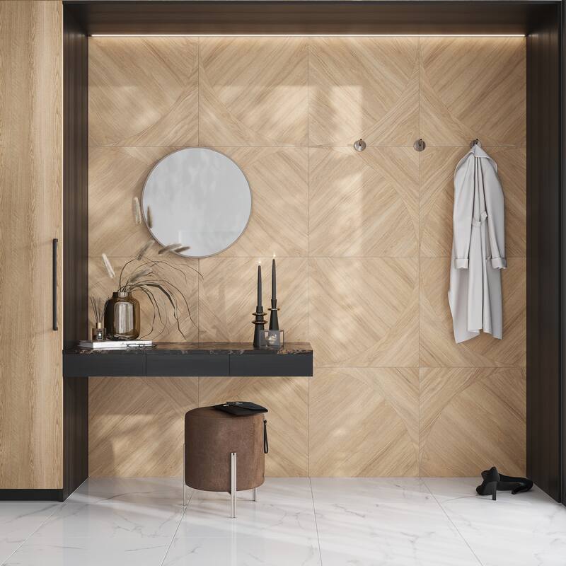 Bois 24x24 Honey Wood Porcelain Large Format Arch Wall and Floor Tile (11.63 sq ft/case) - 3 Pack